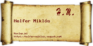 Helfer Miklós névjegykártya
